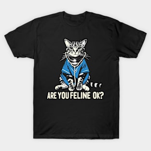 Are You Feline OK? Retro Cat Nurse Gifts Nurse Week Gifts Funny Nurse T-Shirt